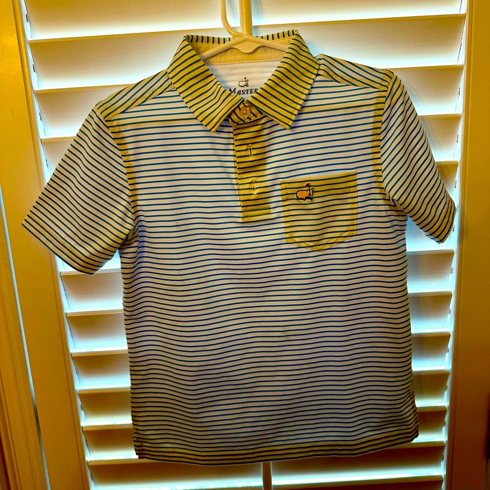 Masters, boys 4t, blue/white stripe, pocket polo, EUC